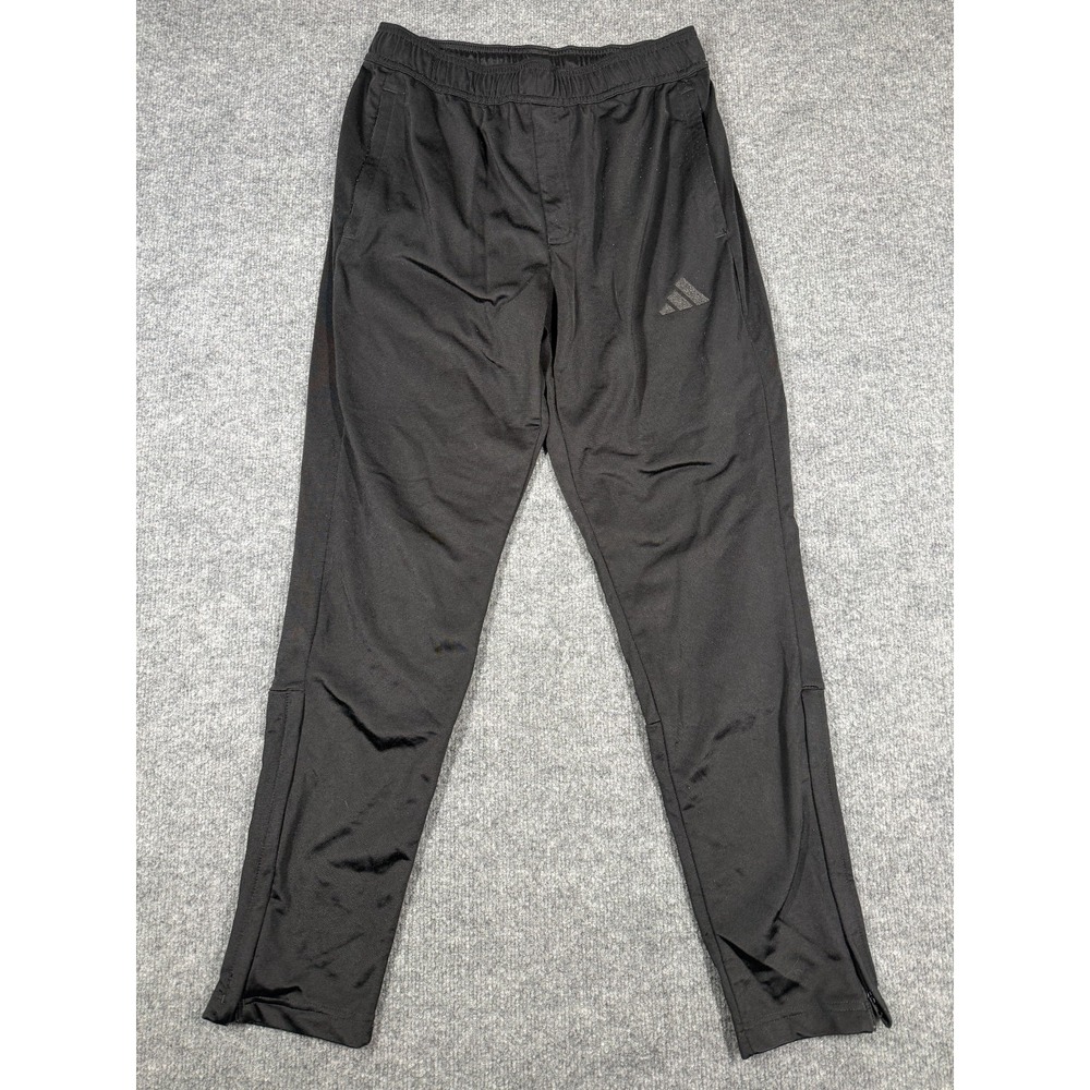 Adidas Track Pants Mens Medium Black Athleisure Gym Sports Training Ankle Zip